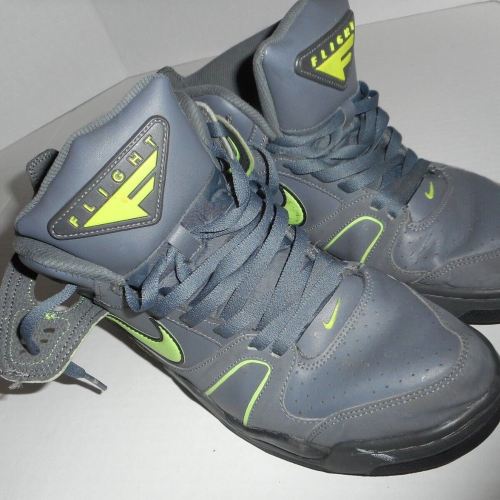 Nike Air Flight Legacy Mens Size 11 Grey Black Volt Lime Green Shoes 397204-030